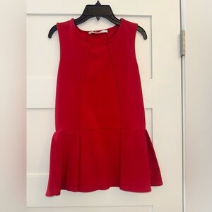 Women's XS Boston Proper Red Sleeveless Peplum Sleeveless Blouse